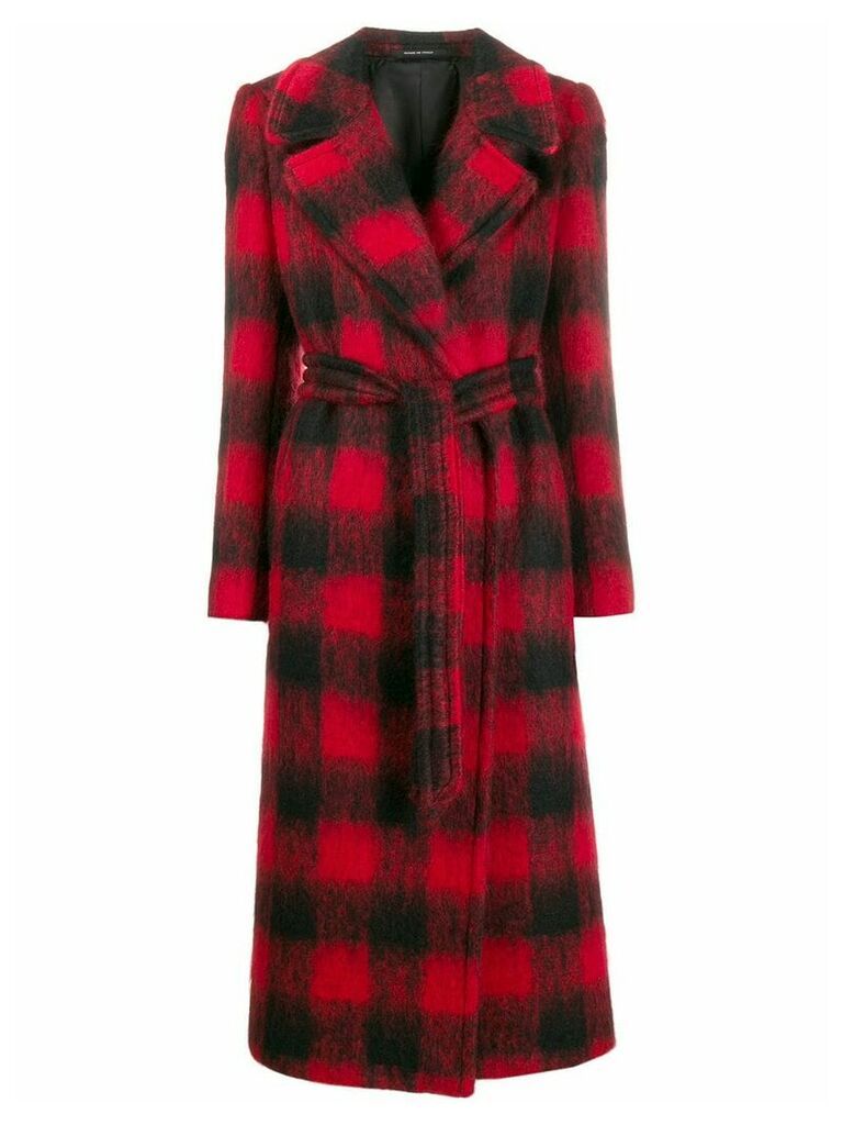 Tagliatore Molly checked belted coat - Red