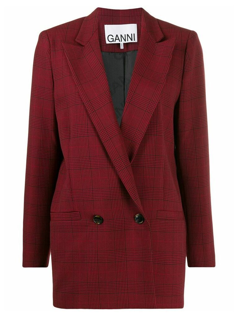GANNI Suiting checked blazer - Red