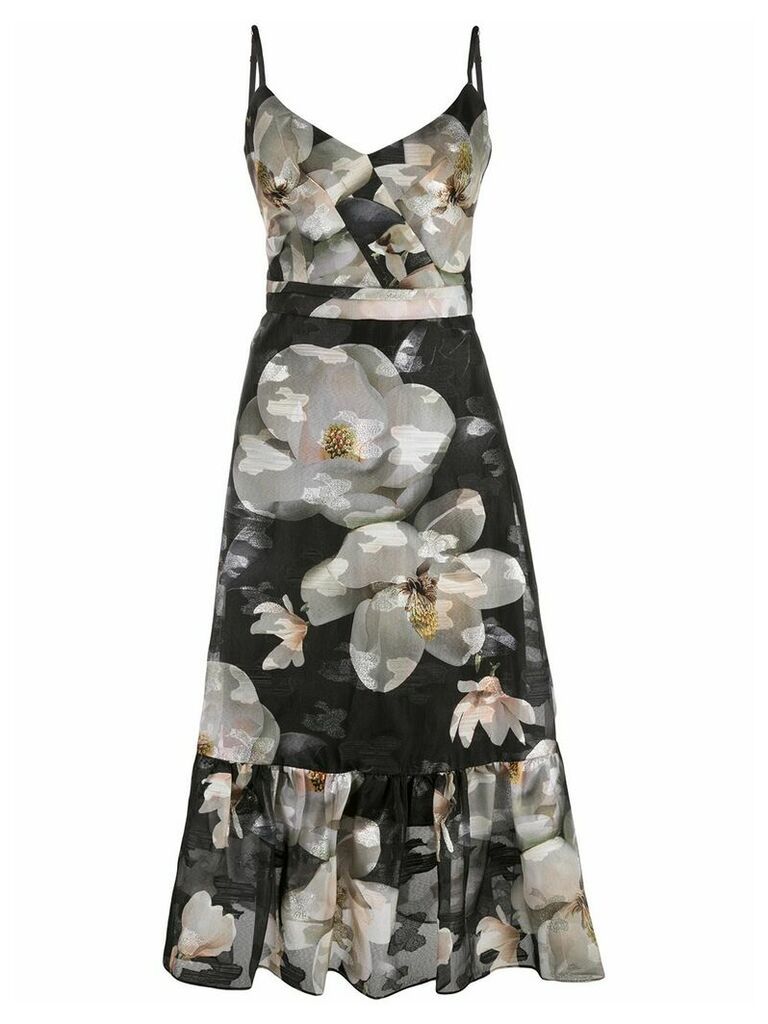 Marchesa Notte floral-print sleeveless dress - Black