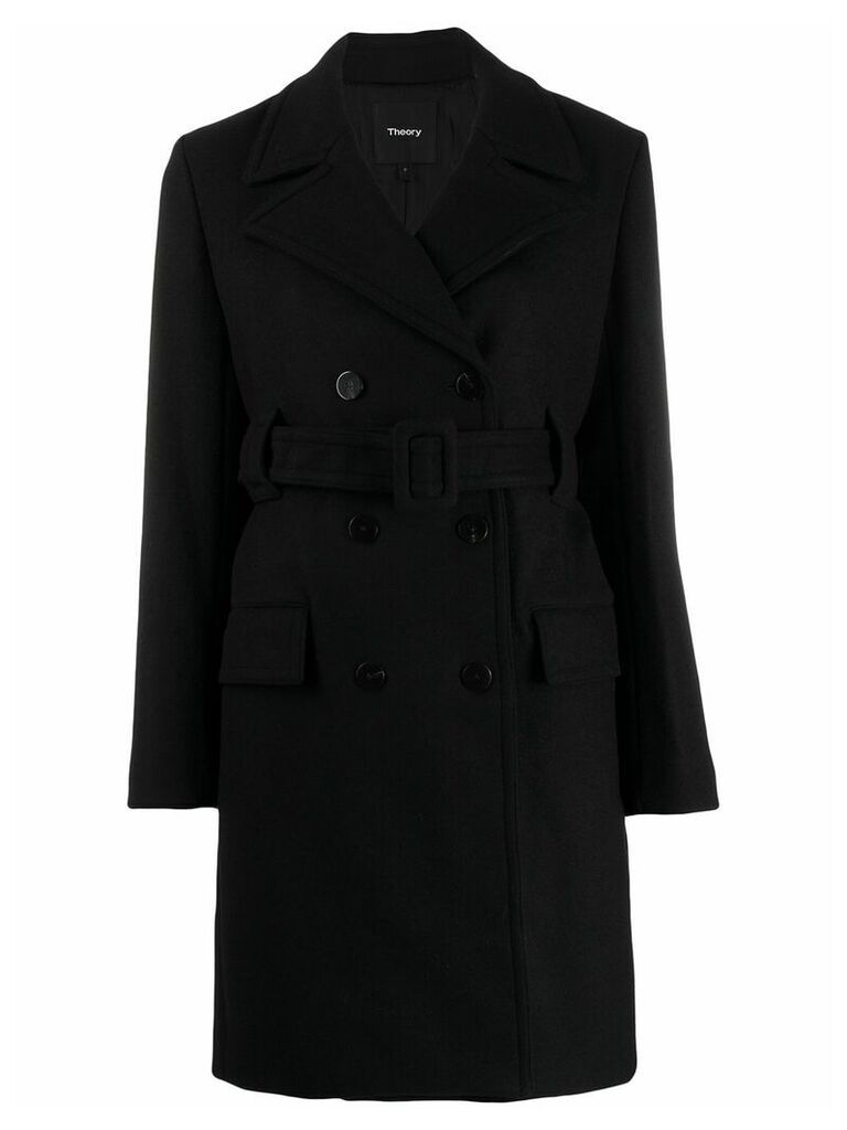 Theory belted double breasted coat - Black