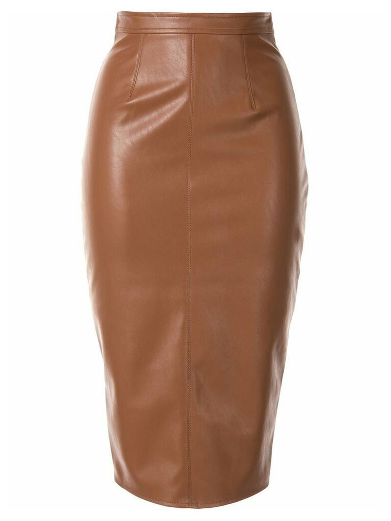 Elisabetta Franchi leather look midi skirt - Brown