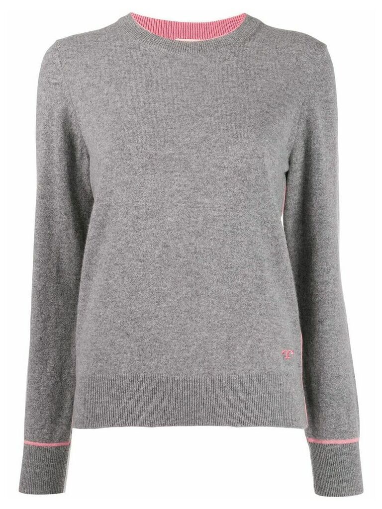 Tory Burch logo cashmere long-sleeve sweater - Grey