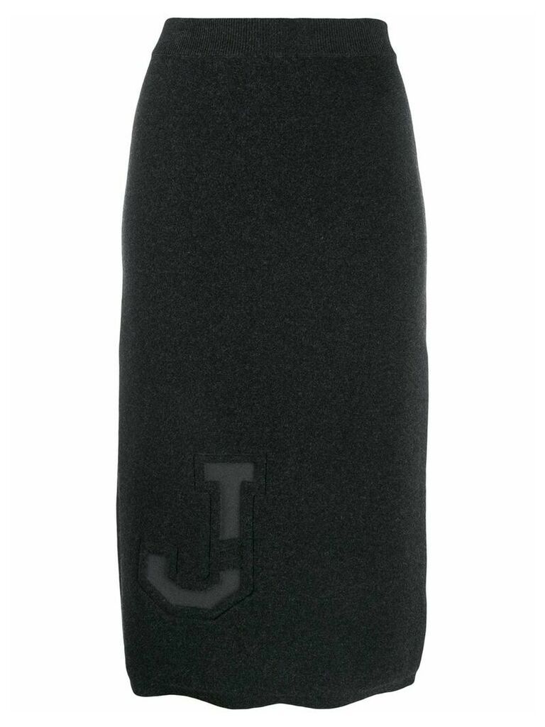 MRZ tonal J motif pencil skirt - Grey