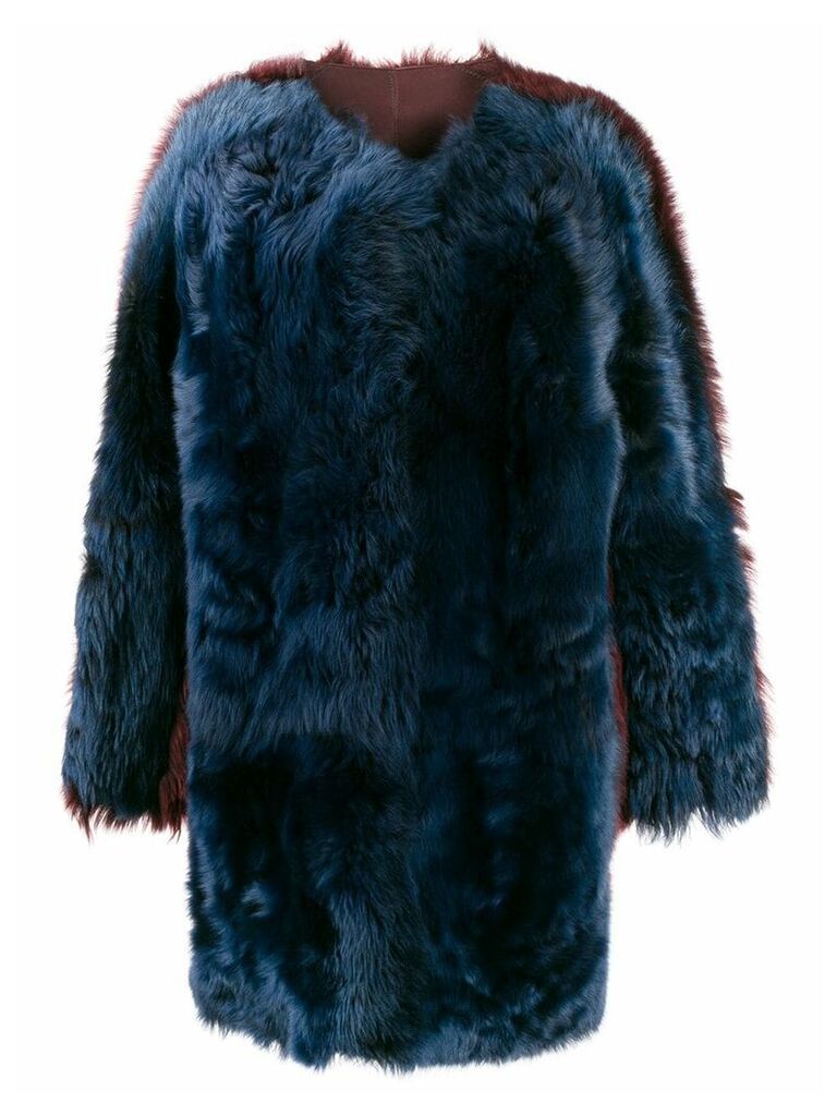 Sofie D'hoore two-tone faux-fur coat - Blue