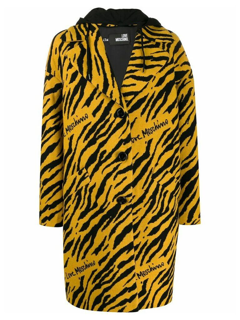 Love Moschino tiger pattern single-breasted coat - Yellow