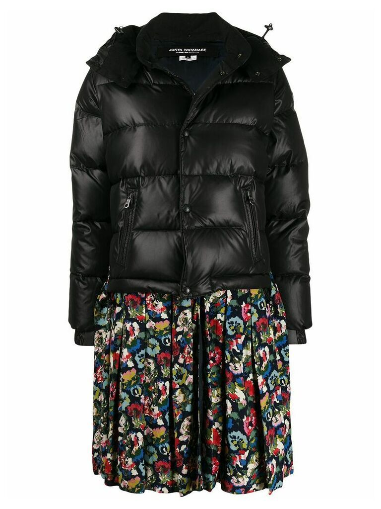 Junya Watanabe contrast zipped parka coat - Black