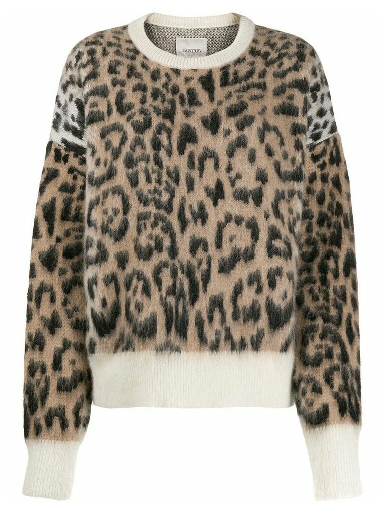 Laneus leopard print knit jumper - Neutrals