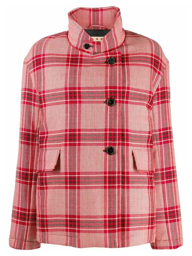 Marni checked single-breasted coat - Red