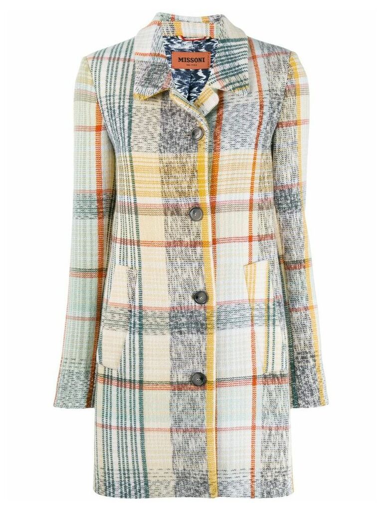 Missoni checked single breasted coat - NEUTRALS