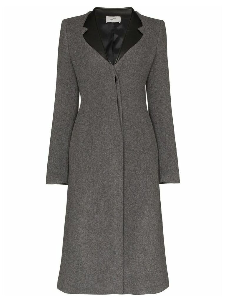 Coperni faux leather-trimmed lapel coat - Grey