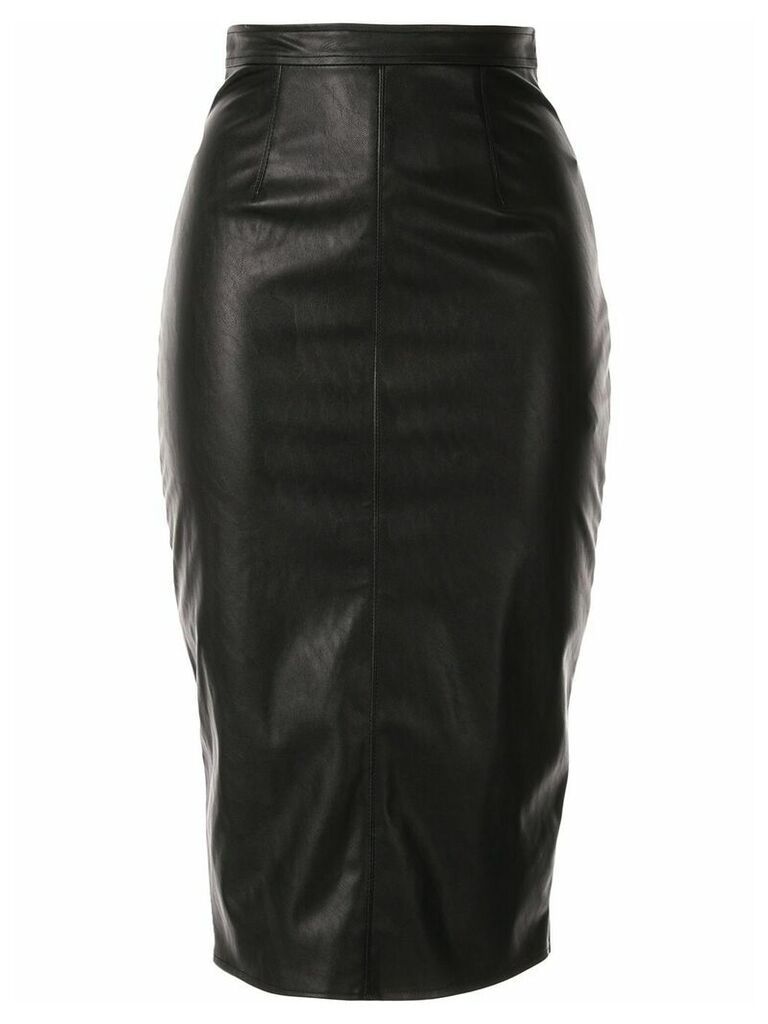 Elisabetta Franchi leather look midi skirt - Black