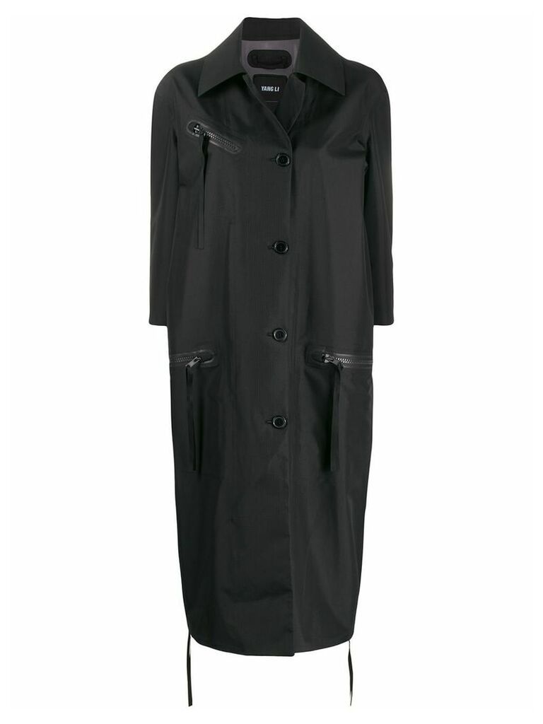 Yang Li zip pocket single-breasted coat - Black