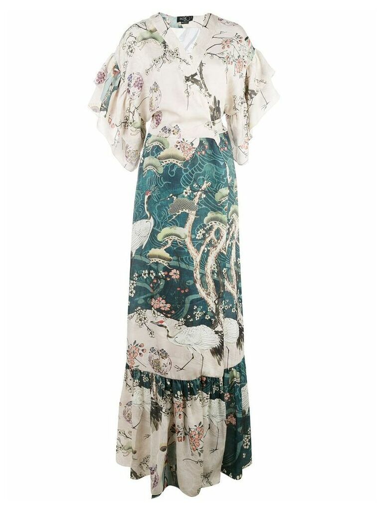 Patbo chinoiserie wrap kimono dress - Blue