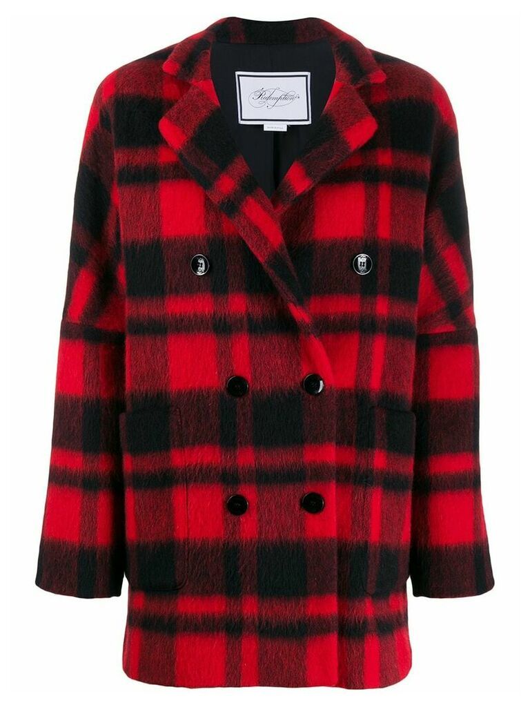 Redemption double-breasted check coat - Black