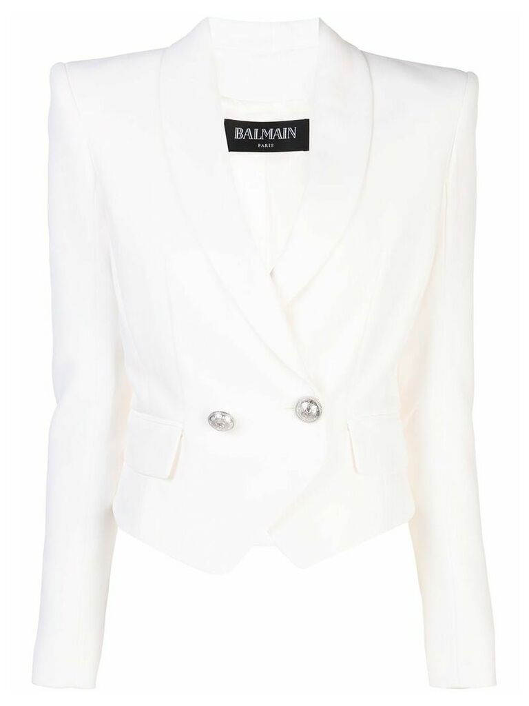 Balmain double-breasted cropped blazer - White