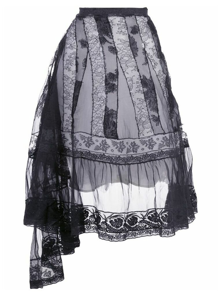 Marc Le Bihan lace A-line silk skirt - Black