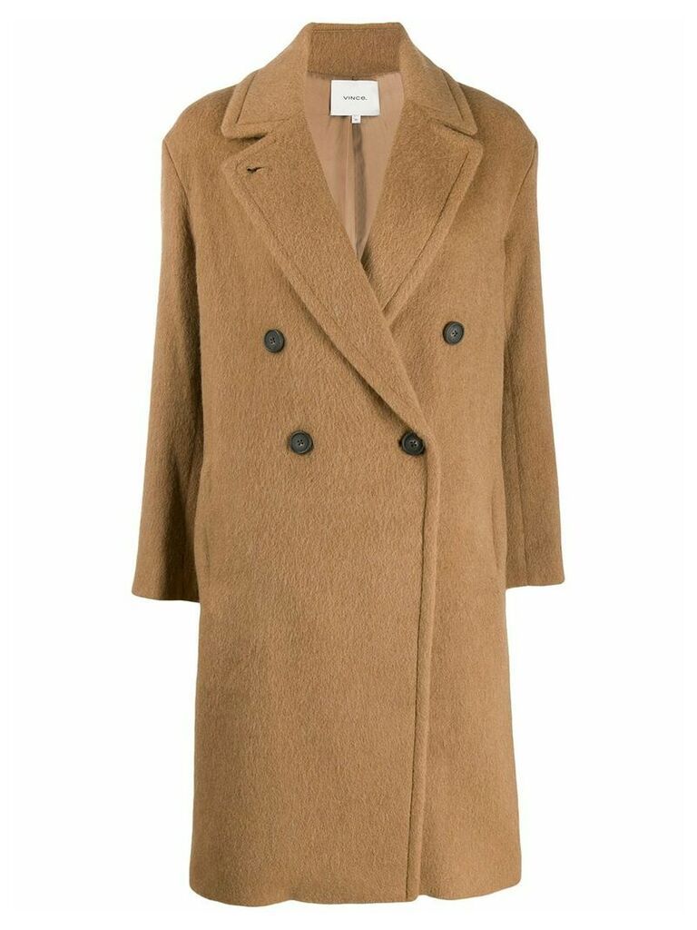 Vince woven double-breasted coat - Brown
