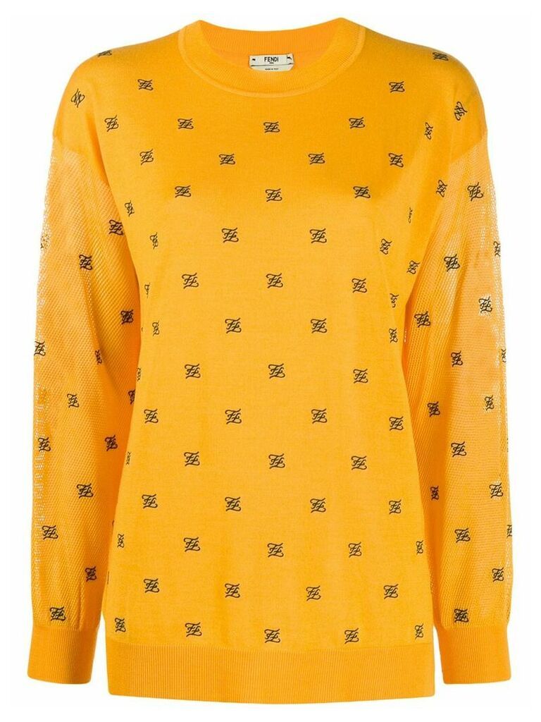 Fendi FF embroidered jumper - Yellow