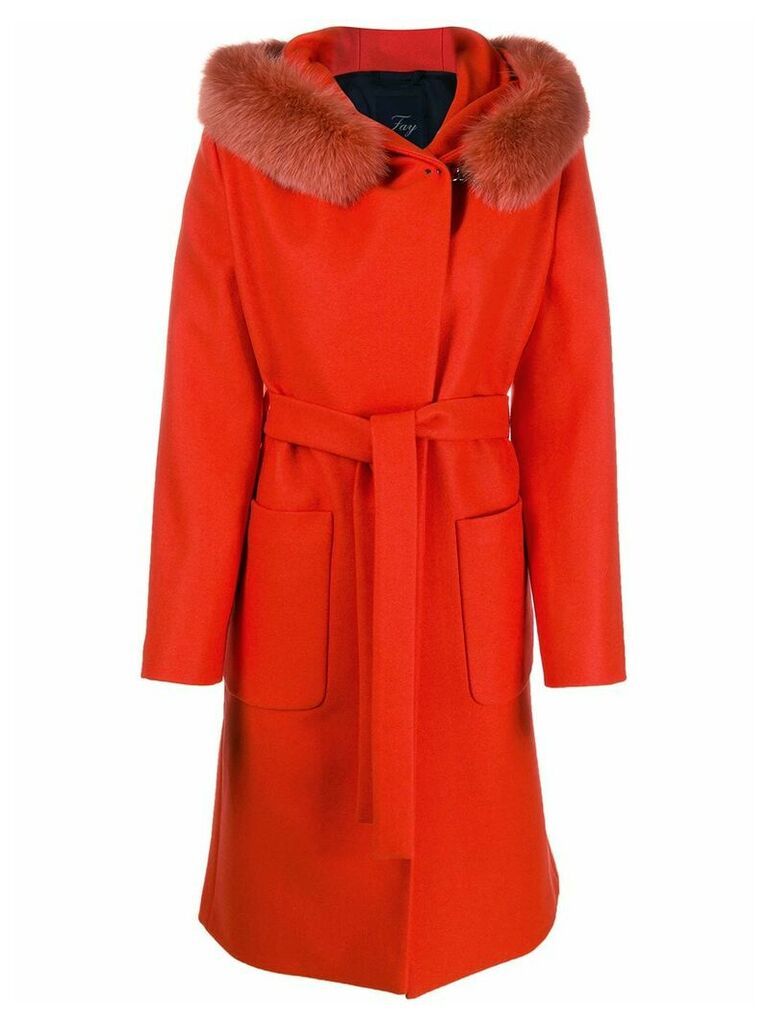 Fay hooded lobster-fastening coat - Red