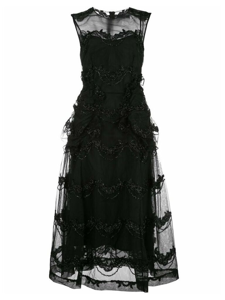 Simone Rocha bead embroidered sheer dress - Black
