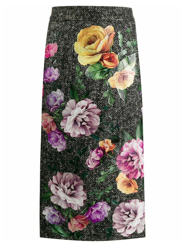 Dolce & Gabbana tweed floral print skirt - Grey