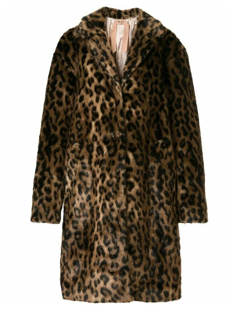 Nº21 oversized leopard print coat - Brown
