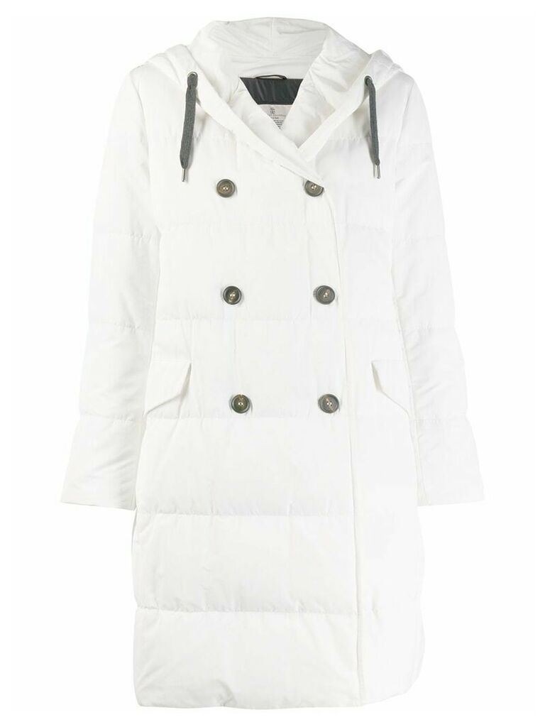 Brunello Cucinelli padded double breasted coat - White