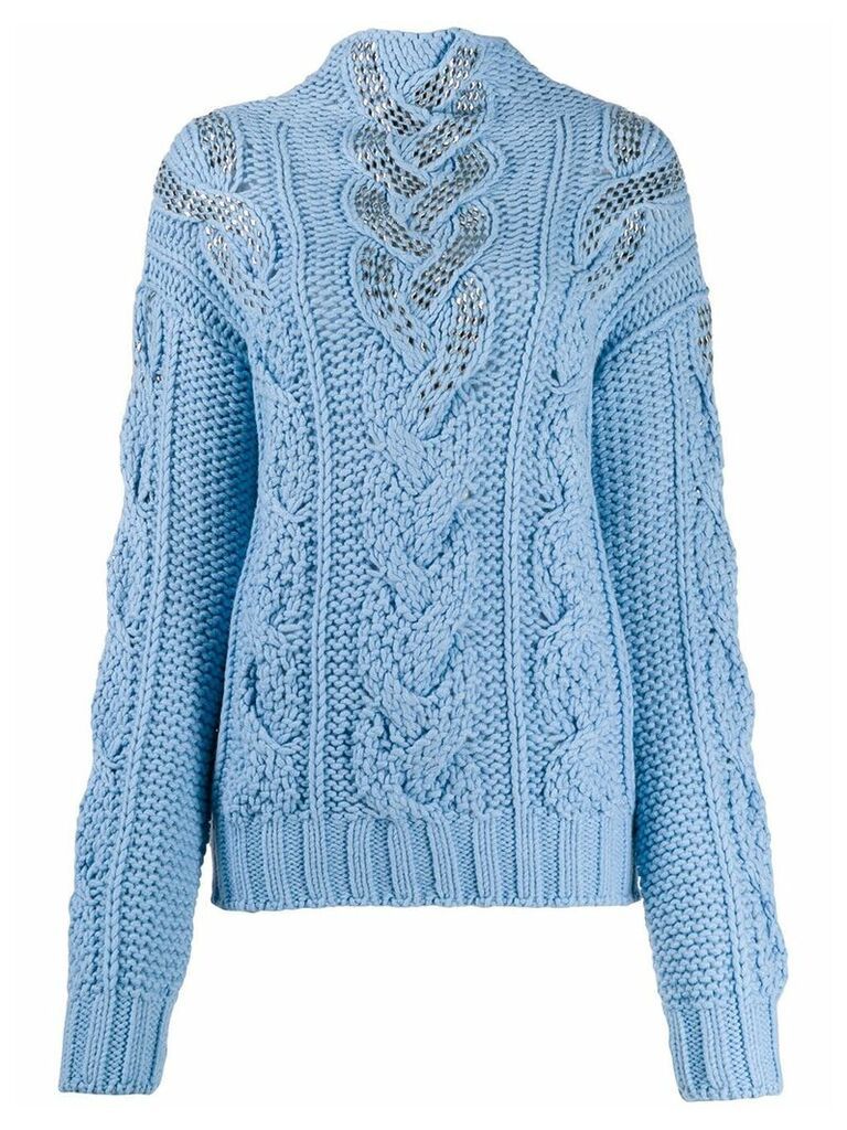 Ermanno Scervino embellished cable knit jumper - Blue