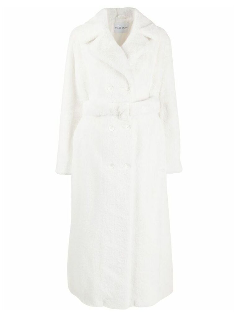 STAND STUDIO faux fur belted coat - White