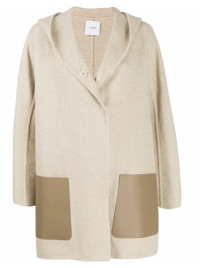 Agnona cashmere hooded coat - NEUTRALS
