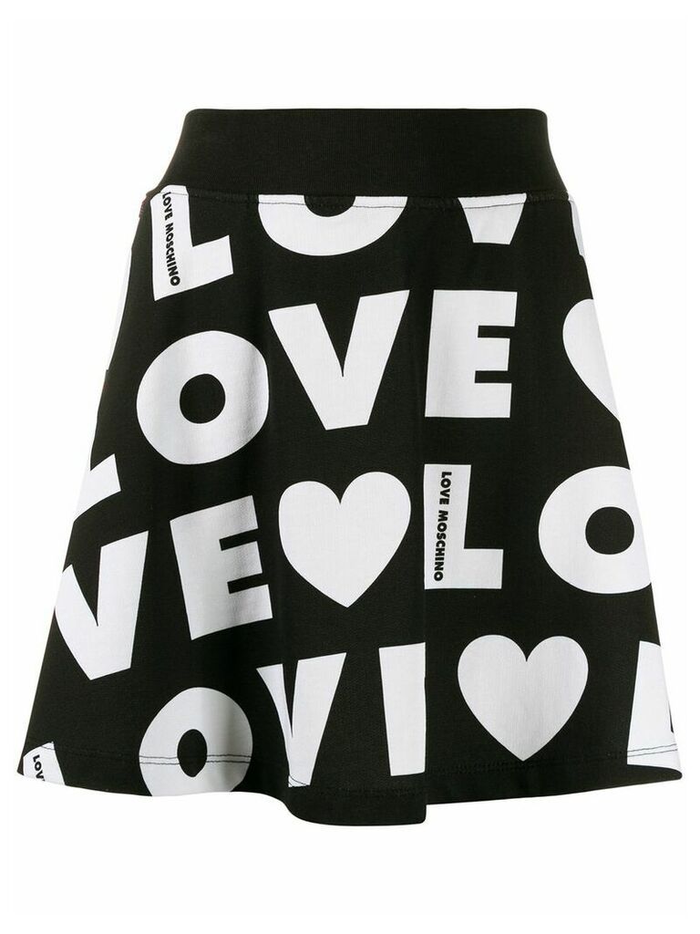 Love Moschino repeat logo flared skirt - Black