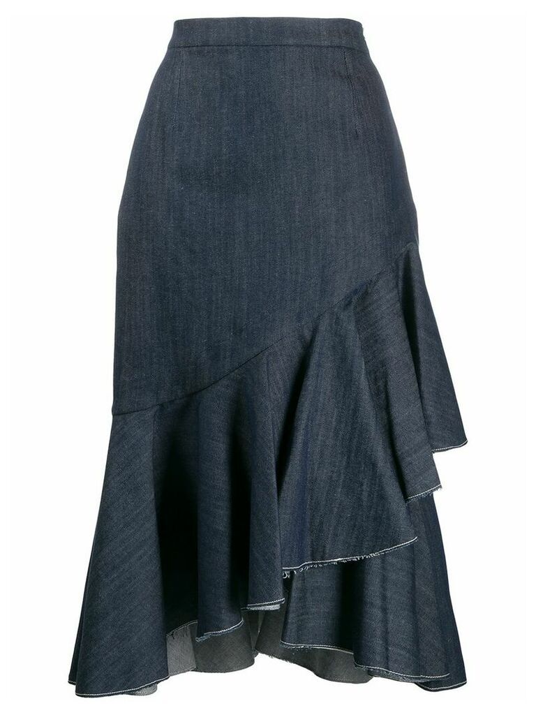 Milla Milla asymmetric pleated denim skirt - Blue