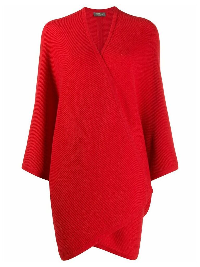N.Peal ribbed cape cardigan - Red