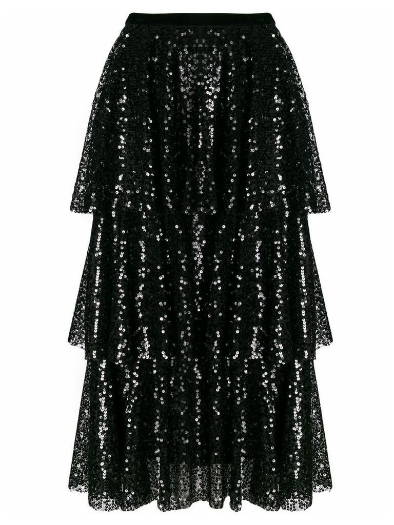 In The Mood For Love tiered sequin skirt - Black