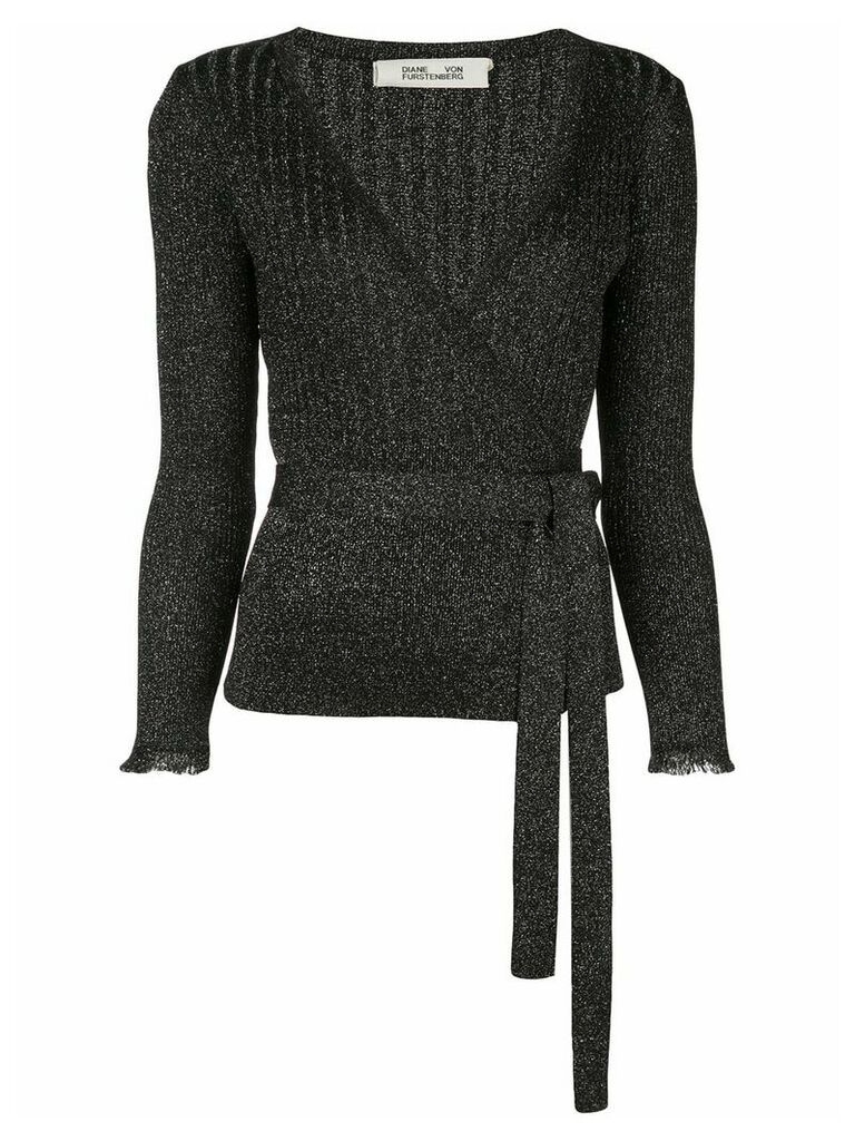 DVF Diane von Furstenberg Beck metallic wool wrap top - Black