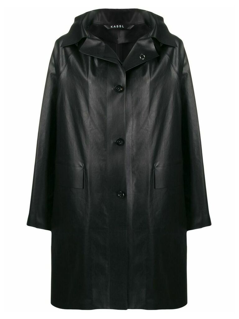 KASSL Editions leather-effect raincoat - BLACK