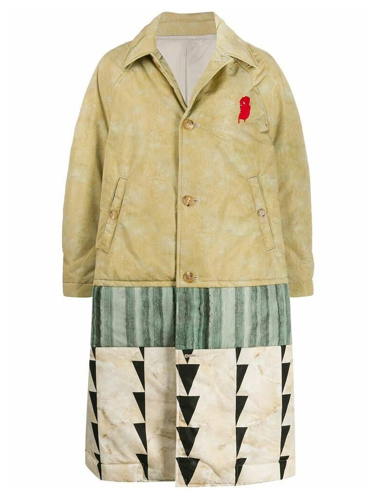 Undercover single breasted patchwork coat - NEUTRALS