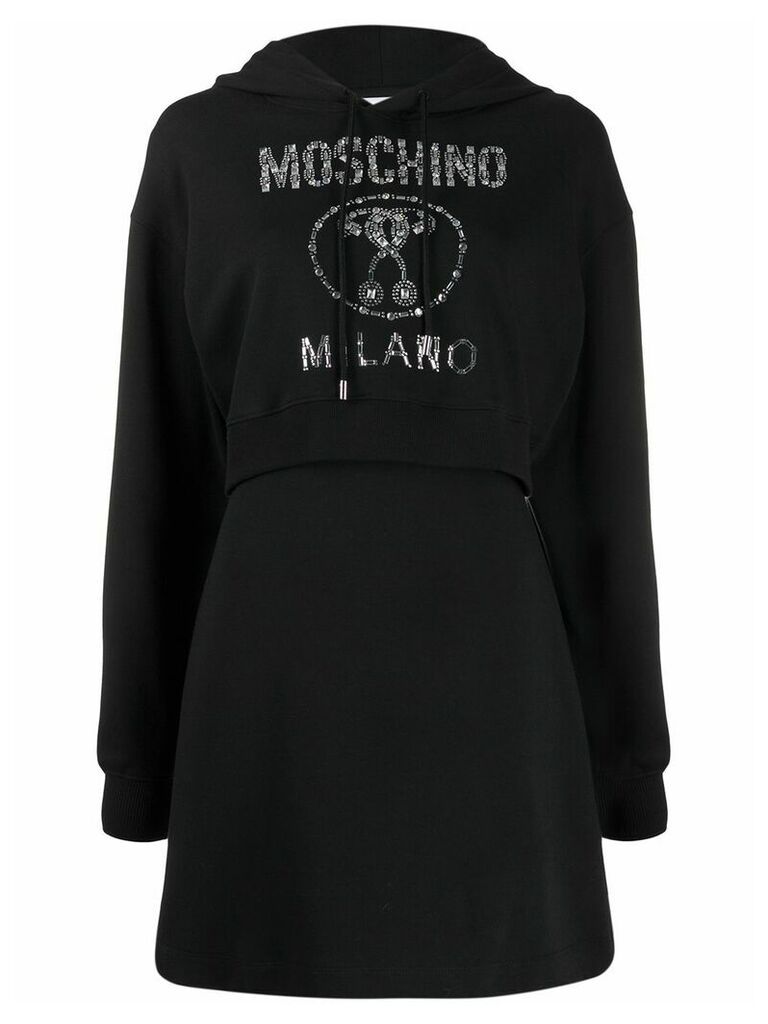 Moschino logo embellished hoodie dress - Black