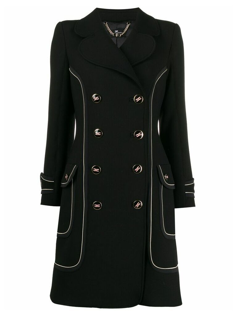 Elisabetta Franchi contrast piping double-breasted coat - Black