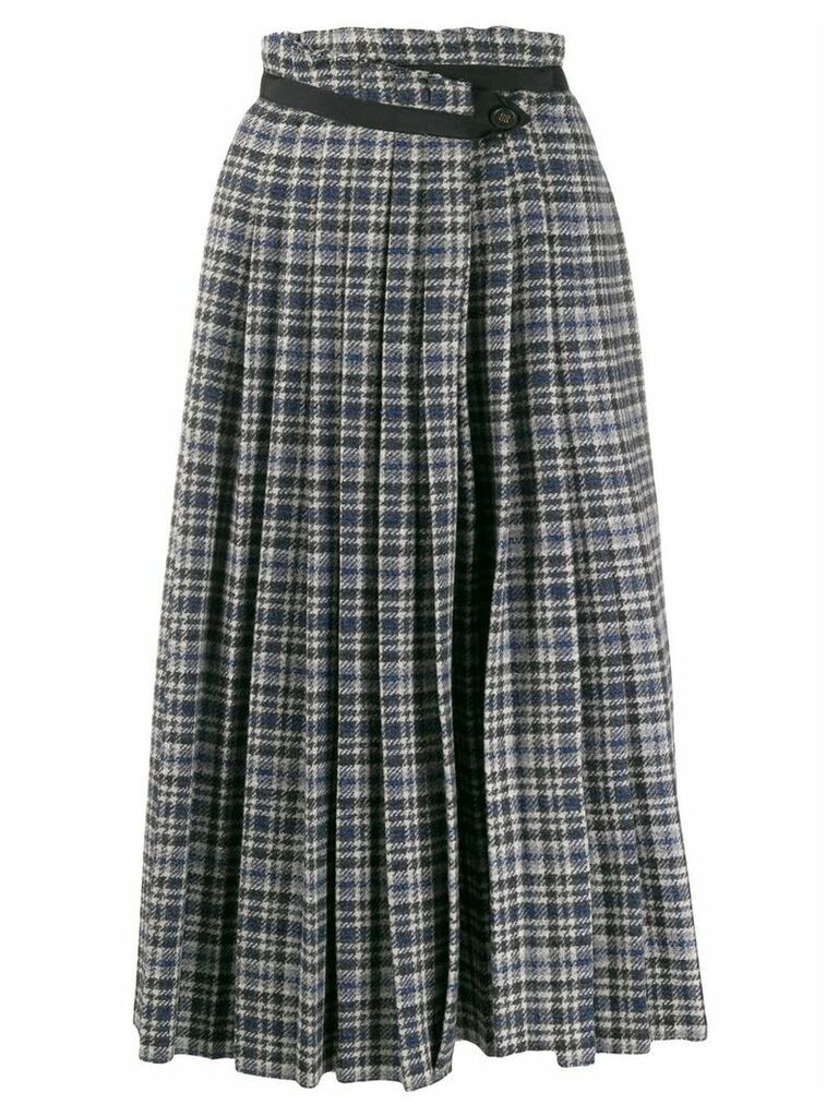 Golden Goose tweed high-rise pleated skirt - Blue