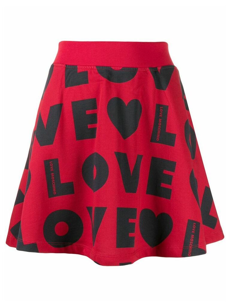 Love Moschino repeat logo print skirt - Red
