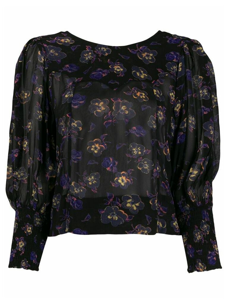 GANNI floral-print blouse - Black