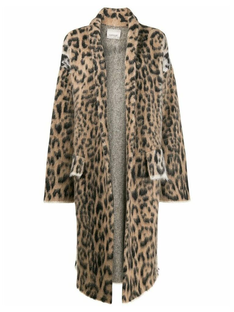Laneus leopard intarsia coat - NEUTRALS