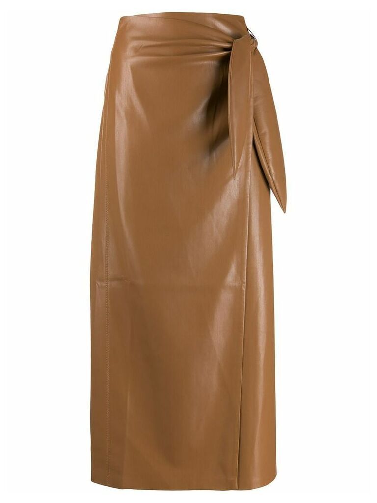 Nanushka faux leather straight skirt - Brown