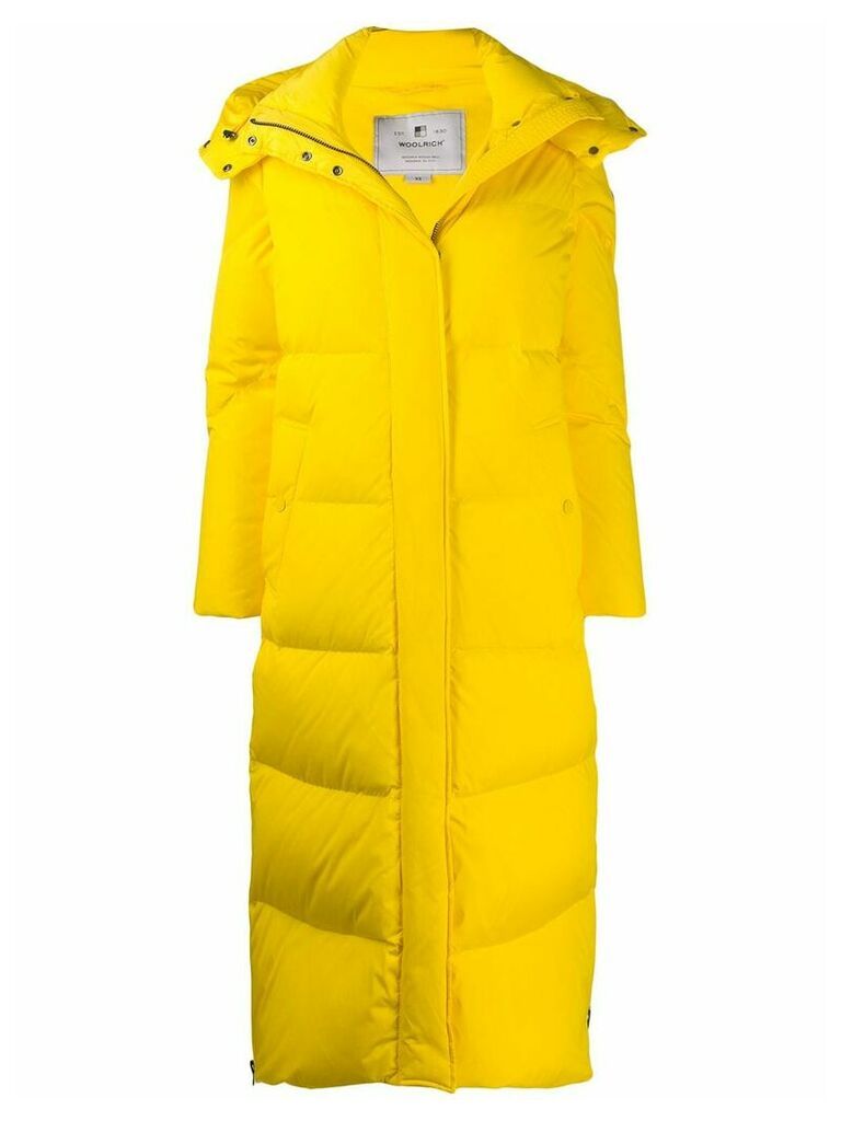 Woolrich long hooded down coat - Yellow