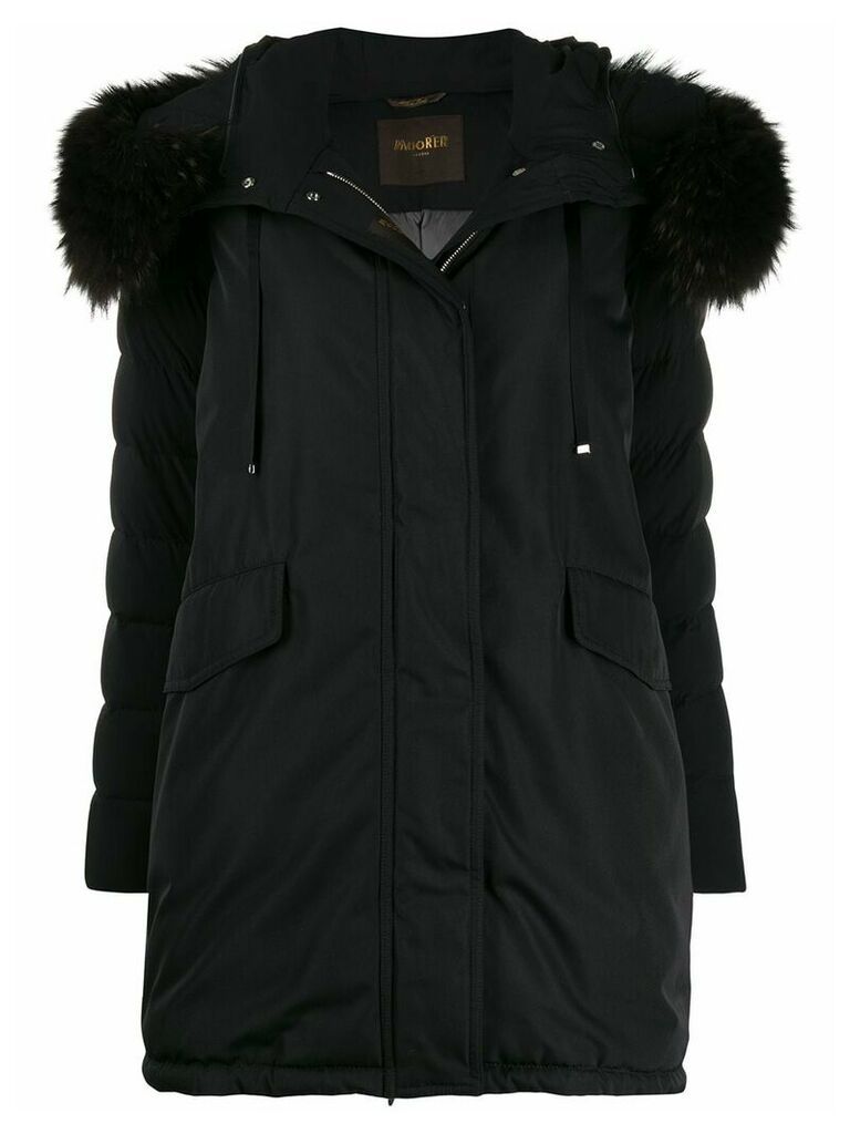 Moorer zip-front parka coat - Black