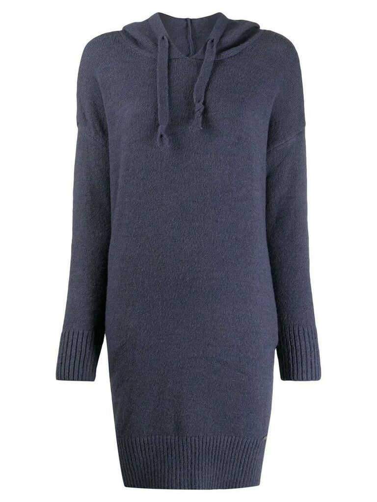 Jovonna knitted longline hoodie - Blue