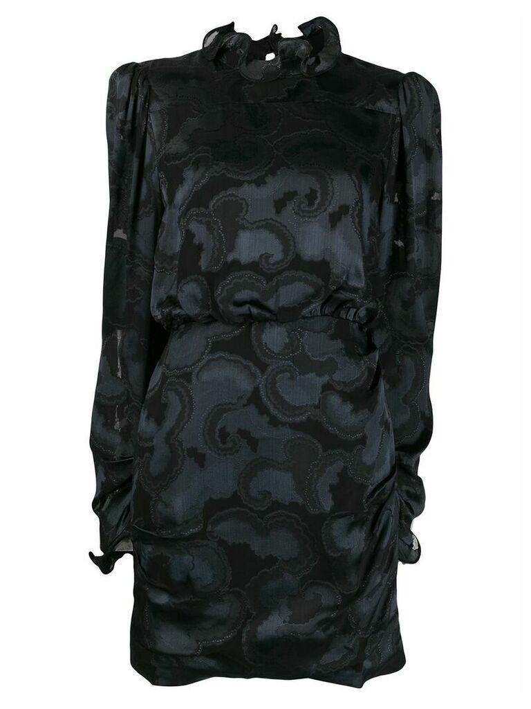 Saloni ruffle neck dress - Black