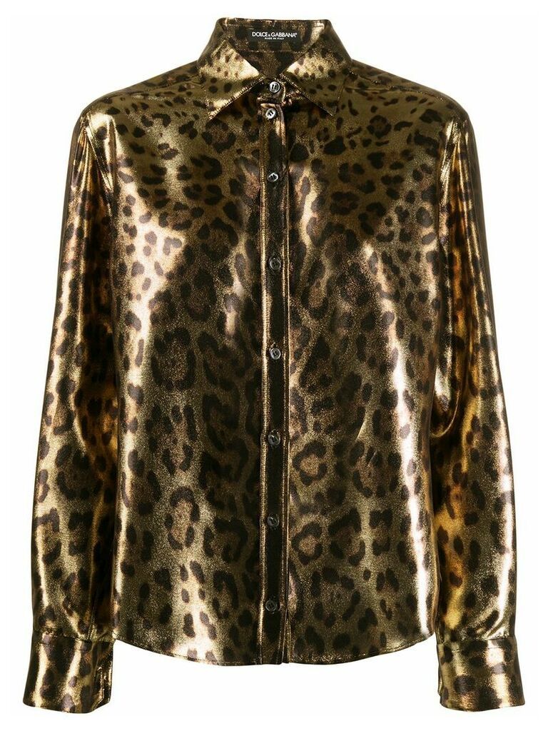 Dolce & Gabbana metallic leopard print shirt - GOLD