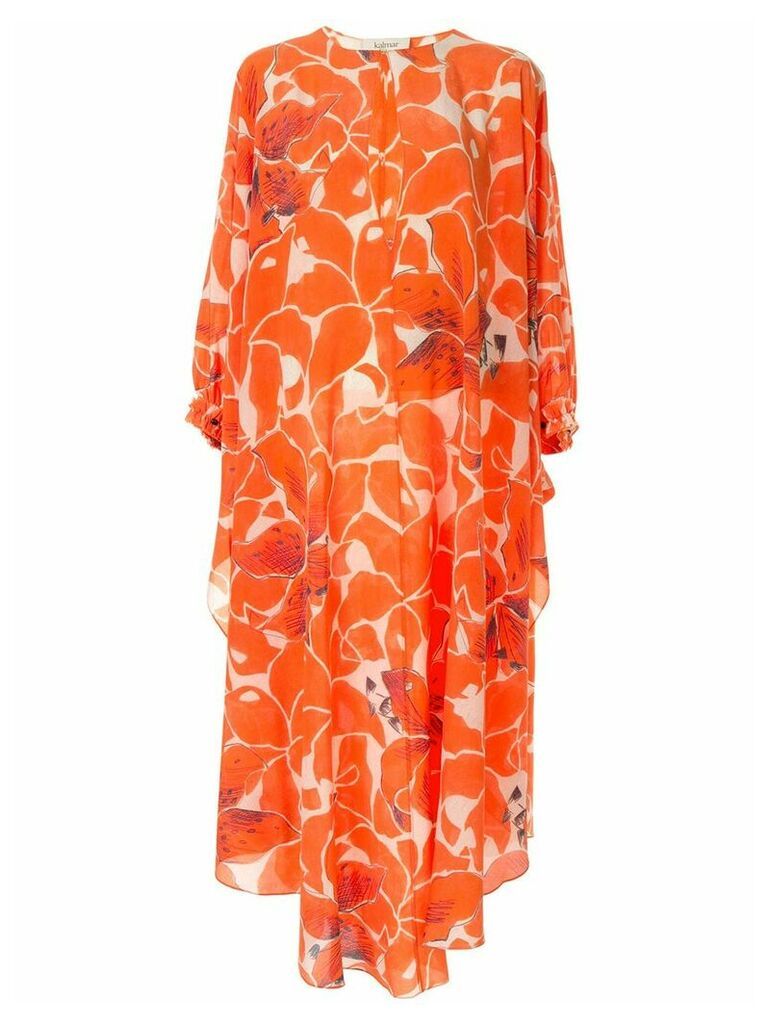 Kalmar hibiscus print maxi dress - ORANGE